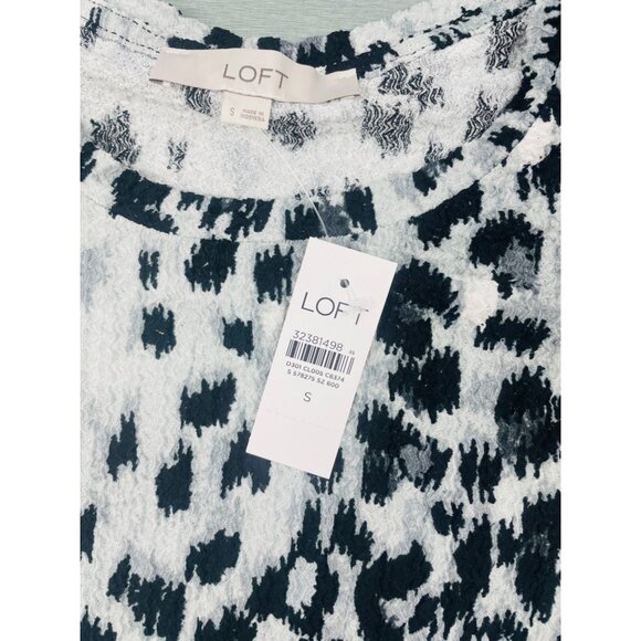 LOFT WOMEN Animal Print Twist Sleeve Top Small - Picture 4 of 11
